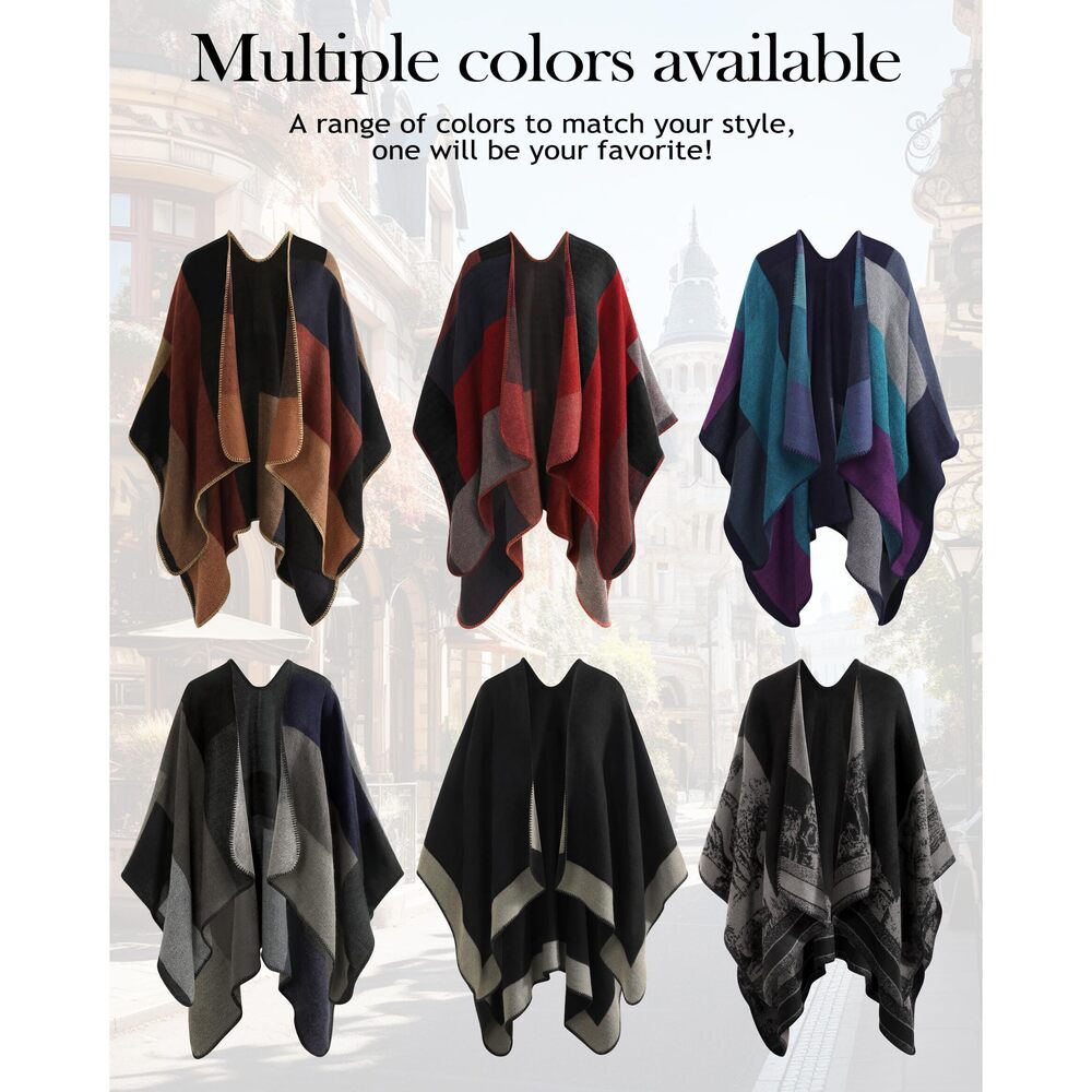 2716 Shawl Wraps For Women- Open Front Ponchos Women Oversized View 6